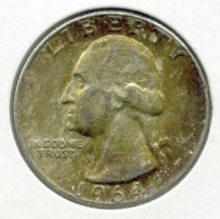 1964-D Washington Silver Quarter - Denver Mint - Toning Toned - DN412