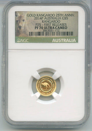 2014-P Australia Kangaroo 1/20oz Gold 9999 $5 NGC PF 70 Ultra Cameo - KR552
