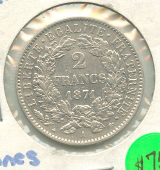 1871  France 2 Franc Silver Coin - ER686