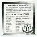 2020 Rwanda Nautical Ounce 999 Silver 1 oz Proof Coin Mayflower COA - BQ498