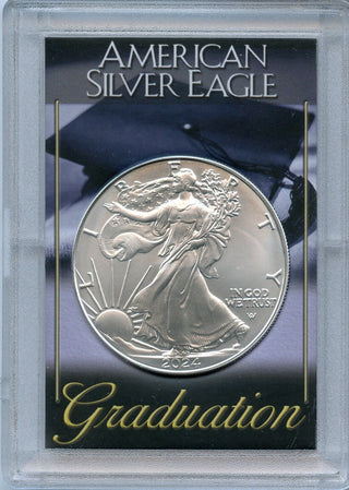 2024 American Silver Eagle 1 Oz Coin Graduation Holder BU Gem Uncirculated Gift