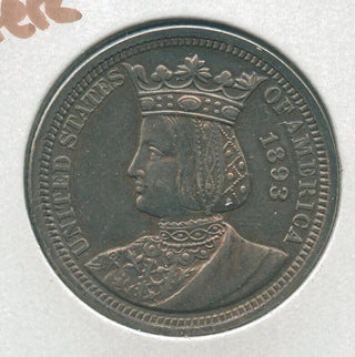 1893 Isabella Columbian Exposition Commemorative Silver Quarter 25c - KR203