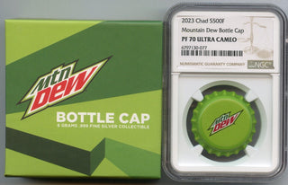 2023 Mountain Dew Bottle Cap 6g .999 Silver Chad Coin NGC PF70 Mtn Dew - JP444