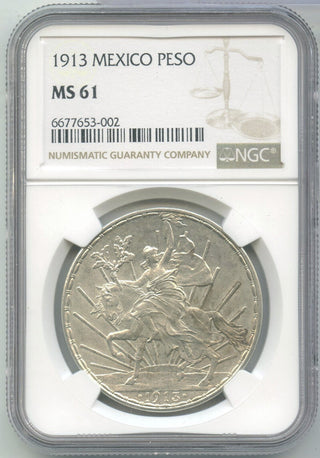 1913 Mexico Silver Un Peso Caballito Coin NGC MS 61 Certified