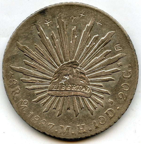 1887 Mexico 8 Reales Libertad Coin - Republica Mexicana - A298