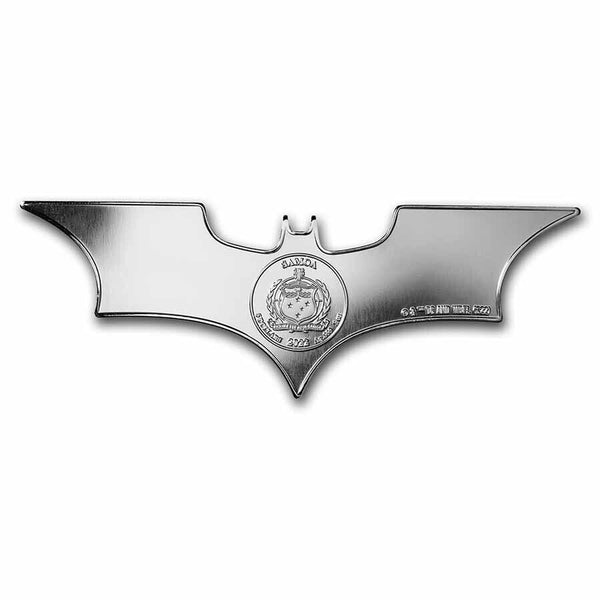 2022 Batman Batarang Shaped 1 Oz 999 Silver BU Samoa $5 Coin in Capsule DC JP347