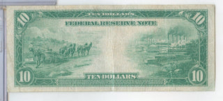 1913 $10 Dollar Federal Reserve Large Note Currency 7-G chicago- ER869
