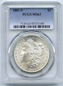 1881-S Morgan Silver Dollar PCGS MS 63 Certified - San Francisco Mint - B786