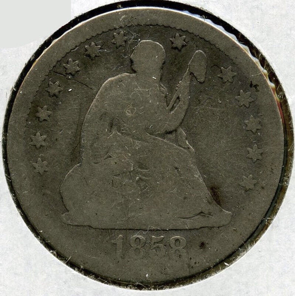 1858 Seated Liberty Silver Quarter - Philadelphia Mint - A575