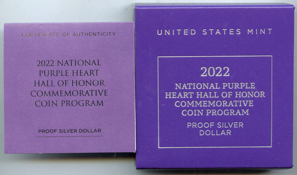 2022 Purple Heart Uncirculated Silver Dollar US Mint 22CD Commemorative - H186