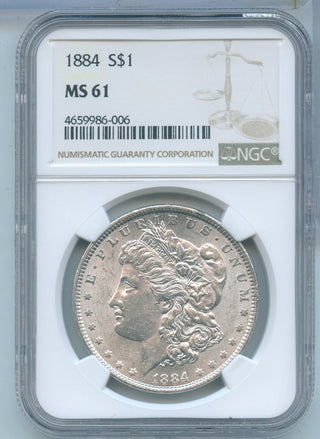 1884-P Morgan Silver Dollar $1 NGC MS61 Philadelphia Mint - KR595