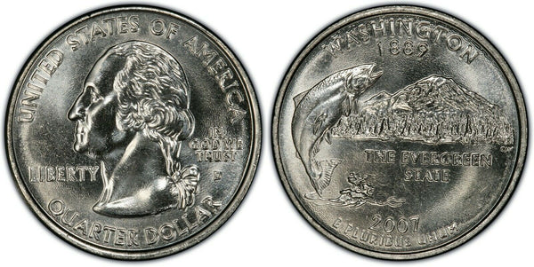 2007-D Washington Statehood Quarter 25C Uncirculated Coin Denver mint 084