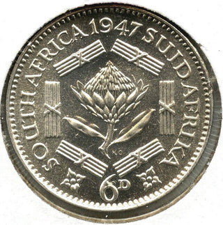 1947 South Africa Silver Coin Sixpence - King George VI - Suid Afrika - B39