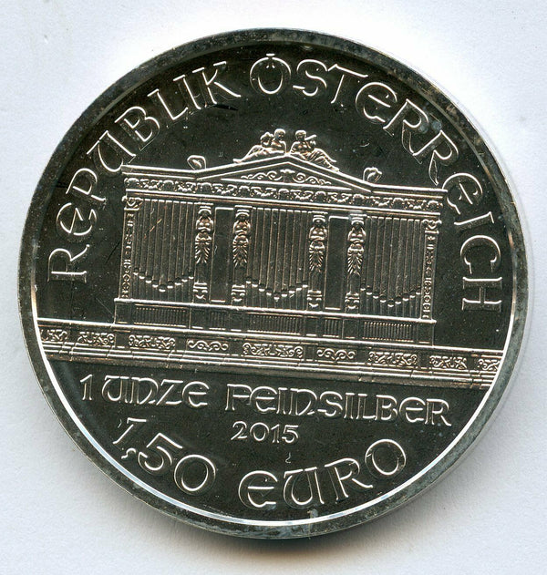 2015 Austria Philharmonic 1 oz Silver Feinsilber Euro Coin Bullion ounce BP824
