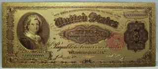 1891 $1 Martha Washington Silver Certificate Novelty 24K Gold Foil Note - LG361