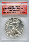 2016 American Silver Eagle 1 oz Dollar ANACS MS70 First Day of Issue - DM395