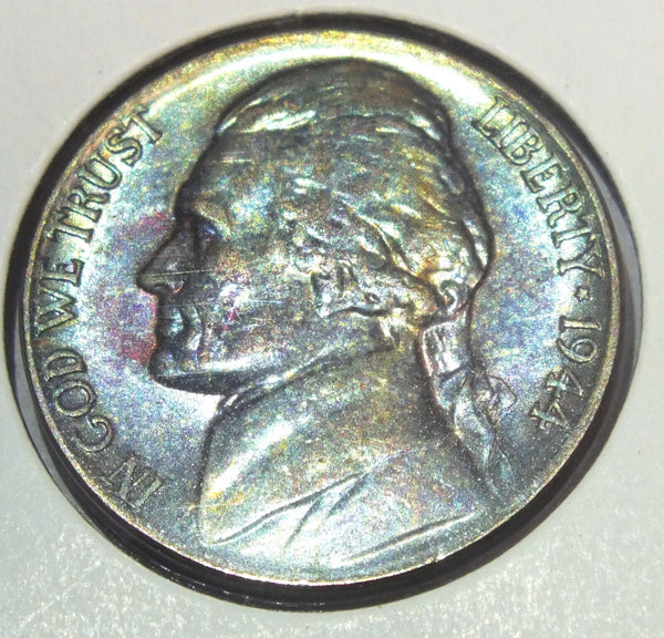 1944 Jefferson Silver Wartime Nickel - Toned Toning - Philadelphia Mint - CC580