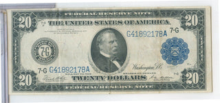 1913 $20 Dollar Federal Reserve Large Note Currency 7-G chicago- ER870