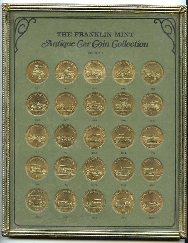 Antique Car Coin Collection Series 1 - Franklin Mint - Art Medal Round Set A778