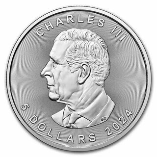 2024 Canada Maple Leaf 1 Oz 9999 Fine Silver Coin $5 Gem BU Uncirculated - JP684
