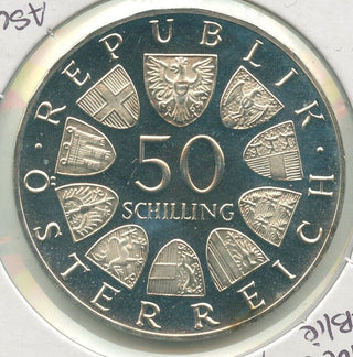 1968 Austria 50th Anniversary Republic Silver Proof 50 Schillings-KR518