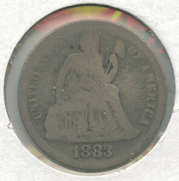 1883 P Seated Liberty Silver Dime Coin Philadelphia Mint - DN750
