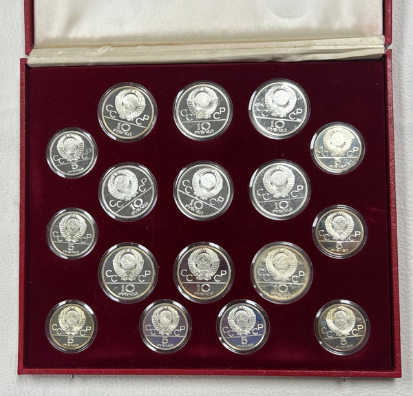 1980 USSR Moscow Olympics Proof Silver 28 Coin Set In Box COA -ER222