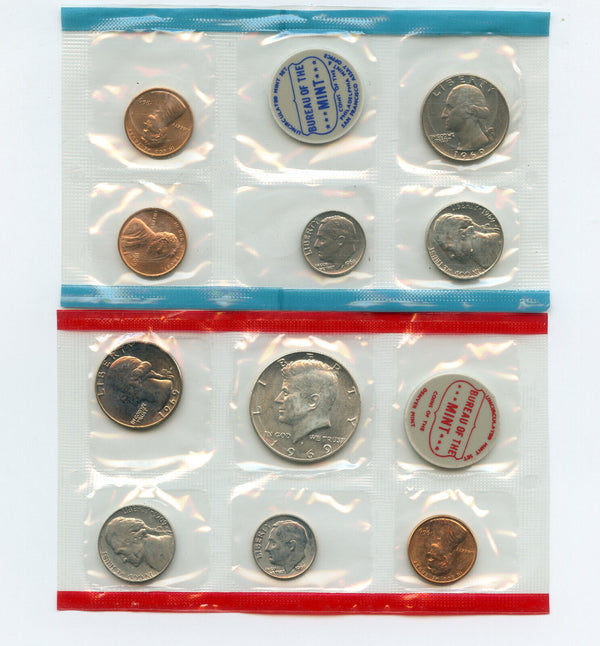 1969 United States Uncirculated US Mint Coin Set -OGP Philadelphia & Denver