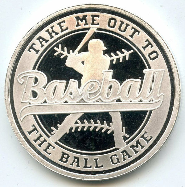 Take Me Out to the Ball Game 999 Silver 1 oz Baseball Medal Round Athlete BX318