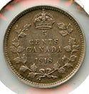 1918 Canada Silver Coin - 5 Cents - King George V - CA693
