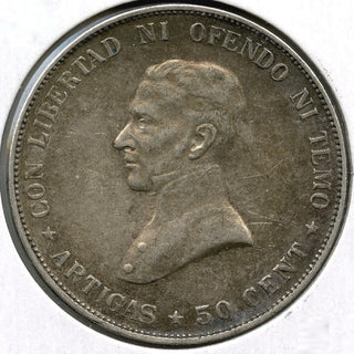 1917 Uruguay SIlver Coin 50 Cents - Republica Oriental - G402