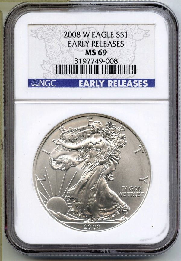 2008-W American Eagle 1 oz Silver Dollar NGC MS69 Early Releases West Point C548