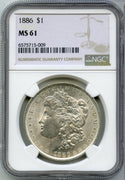 1886-P Morgan Silver Dollar NGC MS61 -Philadelphia Mint-DM476