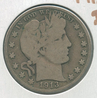 1913-D Silver Barber Half Dollar 50c Denver Mint  - KR318