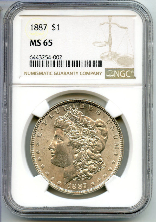 1887 Morgan Silver Dollar NGC MS65 Certified - Philadelphia Mint - CA676