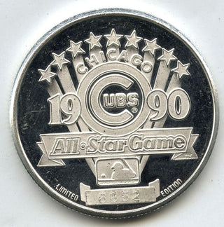 Chicago Cubs 1990 All-Star Game 999 Silver 1 oz Art Medal MLB Round - B996