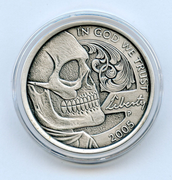 Jefferson Skull Scroll 999 Silver 1 oz Medal Round - Hobo Nickel Antique JP300