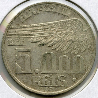 1936 Brazil Silver Coin Santos Dumont 5000 Reis Brasil Commemorative - G340