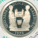 1974 Austria 1200th Ann of Salzburg Cathedral Silver Proof 50 Schillings - KR506