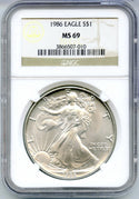 1986 American Eagle 1 oz Silver Dollar NGC MS69 Certified - One Ounce - DM664