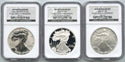 2006 American Eagle Silver Dollar 3-Coin Set NGC PF70 MS69 PF69 20th Ann - B327