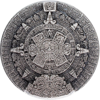 2022 Aztec Sun Stone Calendar 2 Oz 999 Silver Stacker Mexico Korea Medal JP061