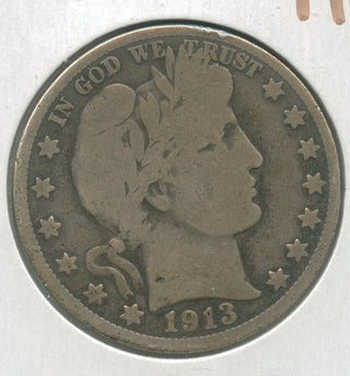 1913-S Silver Barber Half Dollar 50c San Francisco Mint  - KR320