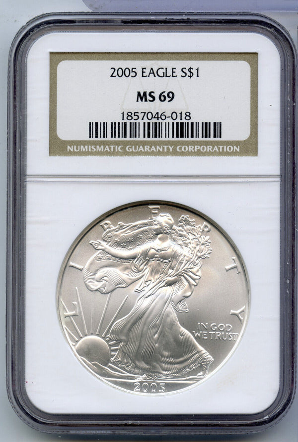 2005 American Silver Eagle 1 Oz NGC MS69 Certified Coin $1  -DM526