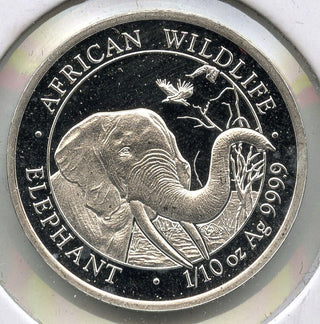 2018 African Elephant 9999 Silver 1/10 oz Somalia Somali Coin 10 Shillings - C74