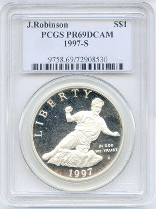 1997 S PCGS PR69 Jackie Robinson US Mint Commemorative Dollar Silver -DM965