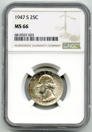 1947-S Washington Silver Quarter NGC MS66 Certified - San Francisco Mint - G69
