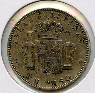 1897 Philippines Un Peso Silver Coin Alfonso XIII Filipinas - JN840