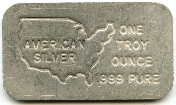 American Silver 999 Ingot Bar 1 oz Art Medal Vintage Rare Custom - A986