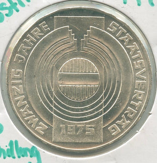 1975 Austria 20th Anniversary State Treaty Silver 100 Schillings - KR493